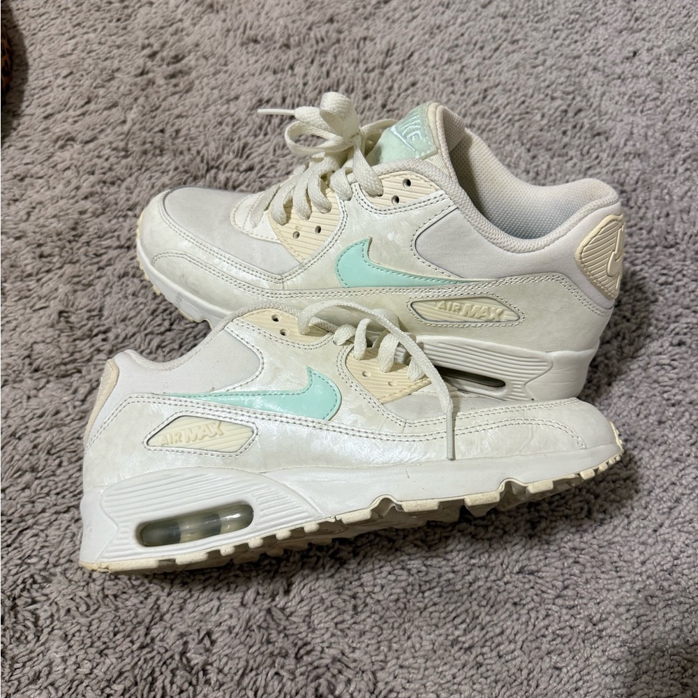 Nike Air Max Sneakers in Cream with Mint Swoosh